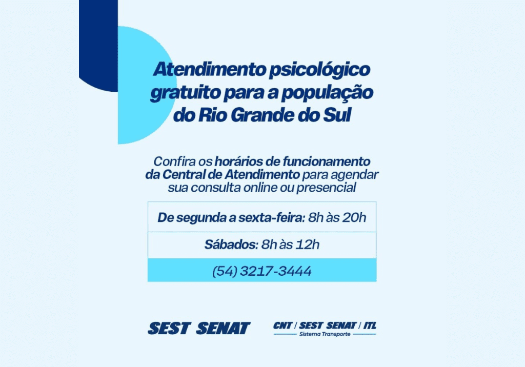 SEST SENAT oferece atendimento psicológico a pessoas afetadas pelas enchentes no Sul