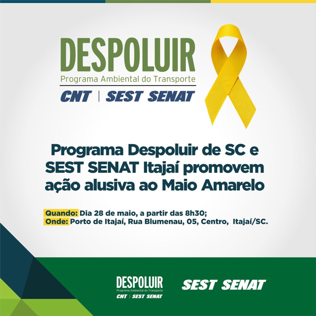 Programa Despoluir de SC e SEST SENAT Itajaí promovem ação alusiva ao Maio Amarelo