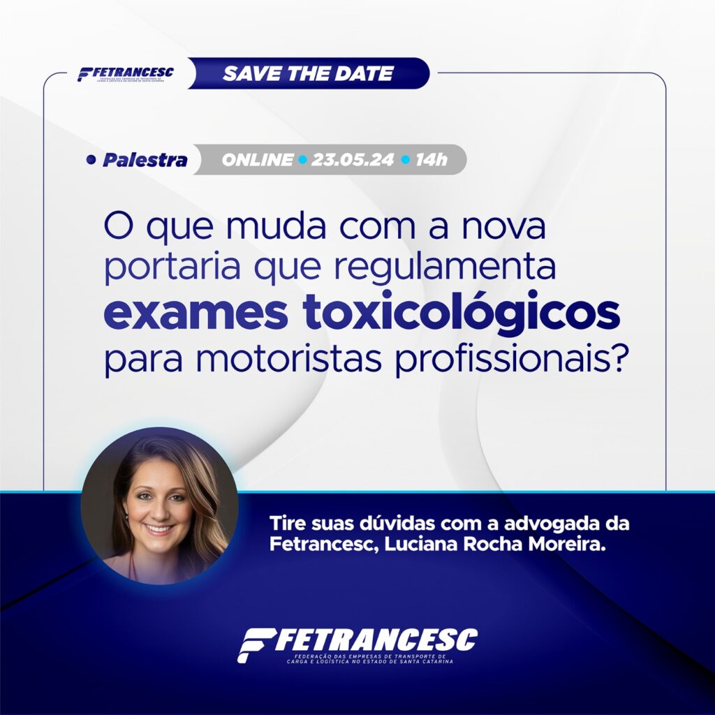 save the date palestra Luciana Moreira exame toxicológico portaria mudanças