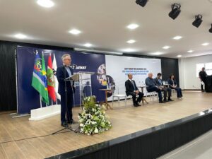 Presidente Dagnor Schneider na solenidade de inauguração. Foto Fetrancesc