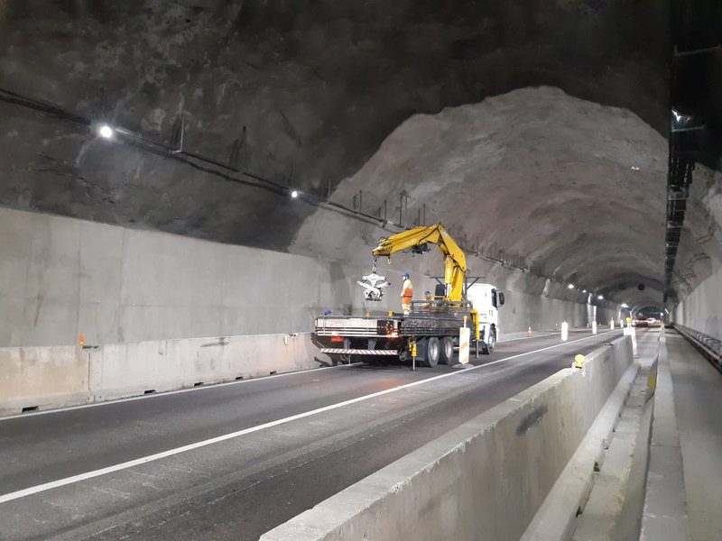 Arteris Litoral Sul realiza obras para instalação de jatos ventiladores no túnel do Morro do Boi