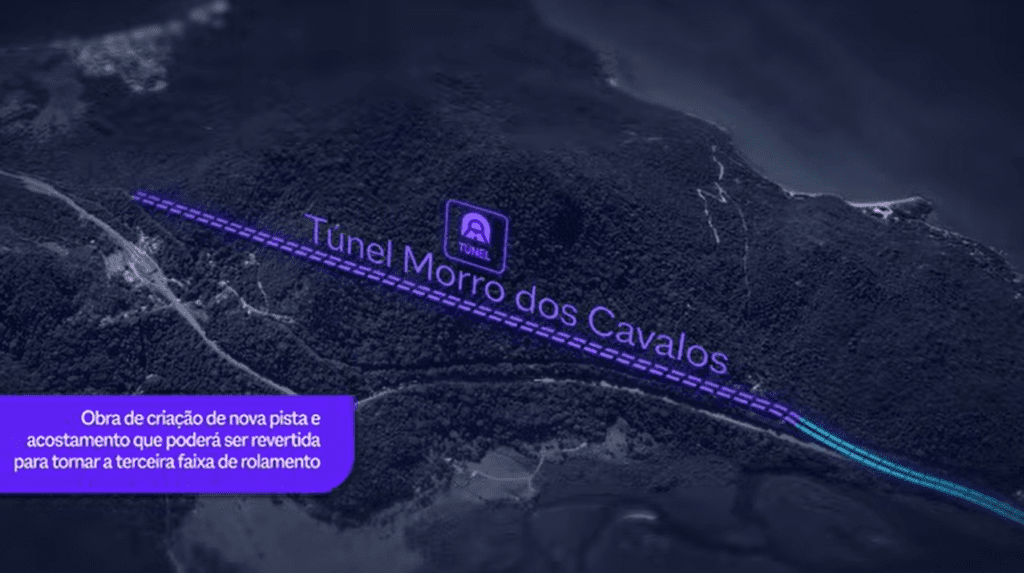 Print do vídeo que detalha construção dos túneis no Morro dos Cavalos. Fonte: reprodução/TCU